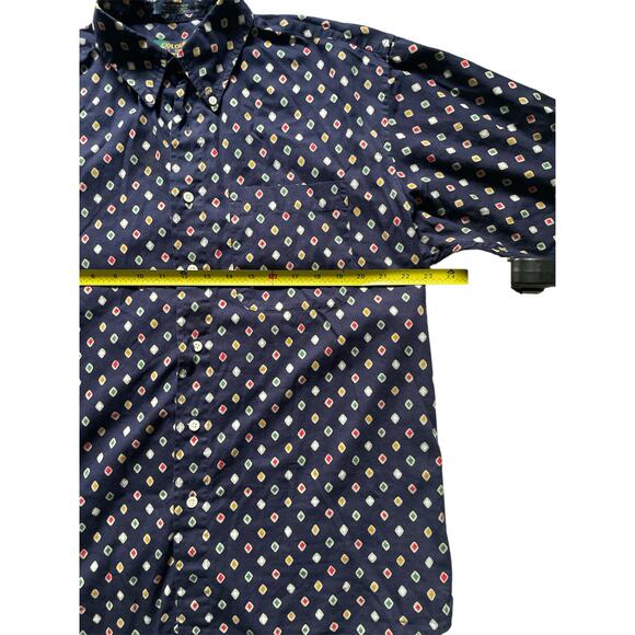 Colors Alexander Julian Navy Mens Button Down Shirt Diamond AOP Size Medium - Picture 5 of 7